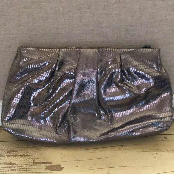 Stella & Dot La Coco Leather Clutch bag Mettalic - Picture 2 of 4